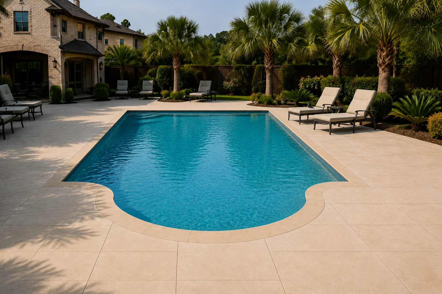 Decorative concrete pool deck