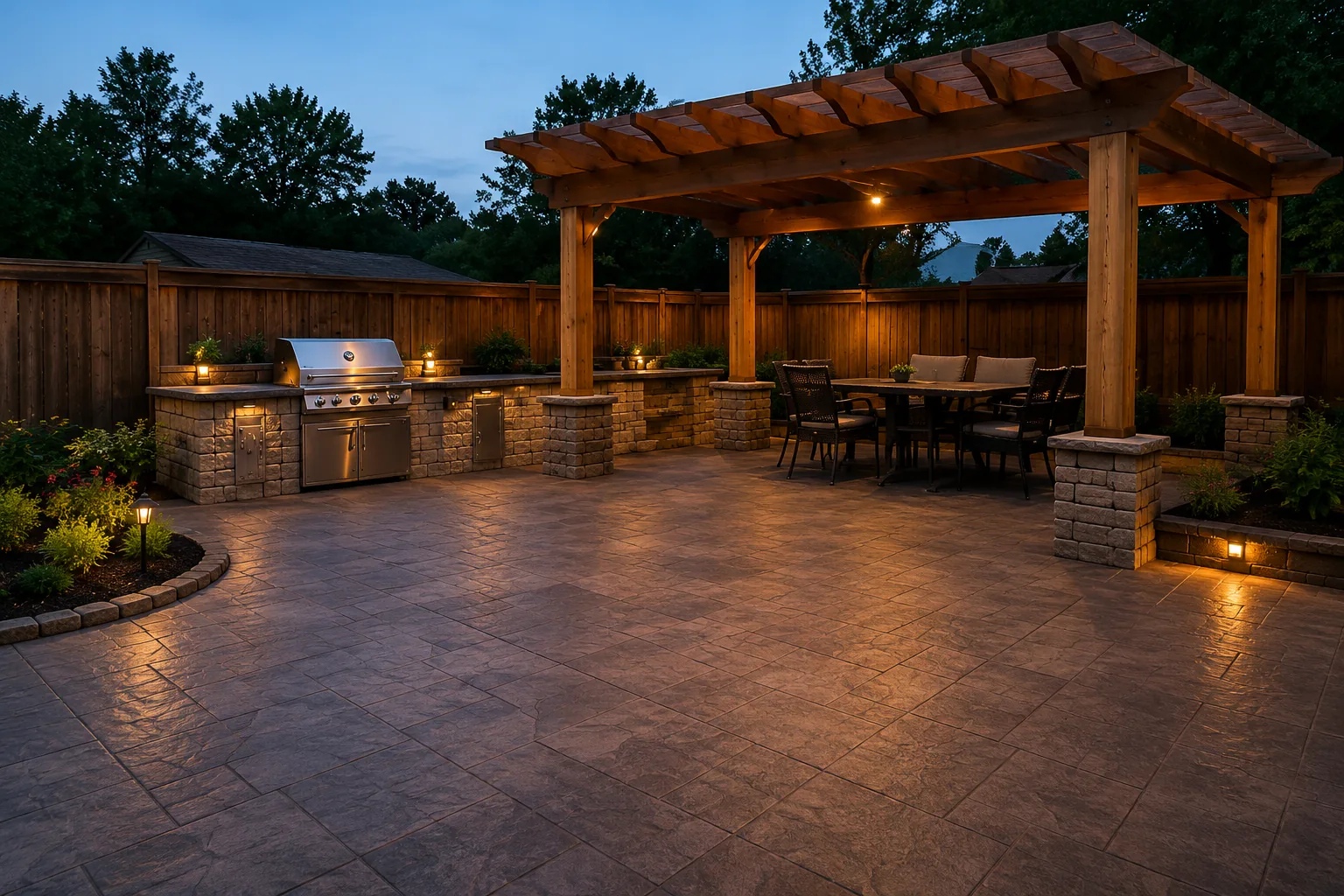 Stamped concrete patio